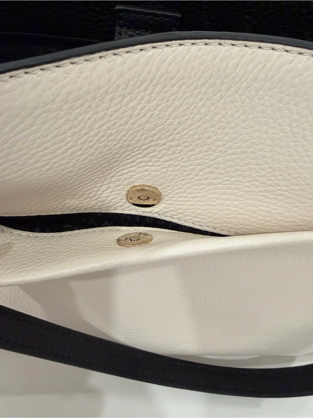 kate spade Cream Shoulder Bag with Black Trim and Bow Detail